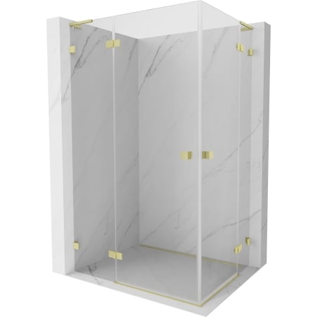 Mexen Lunar L Duo kabina prysznicowa uchylna lewa 90 x 80 cm, transparent, złota szczotkowana - 834L-090L-080P-55-00