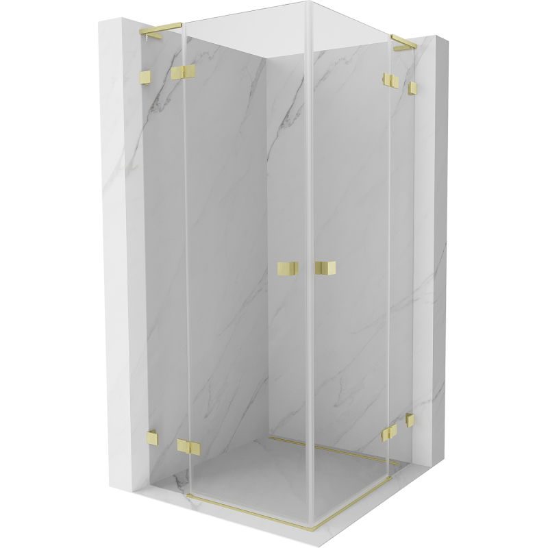 Mexen Lunar L Duo kabina prysznicowa uchylna 90 x 90 cm, transparent, złota szczotkowana - 834L-090L-090P-55-00