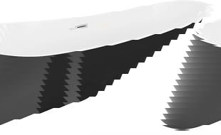 Mexen Dora wanna wolnostojąca 170 x 75 cm, biała/czarna, przelew nikiel szczotkowany - 52071707575-97