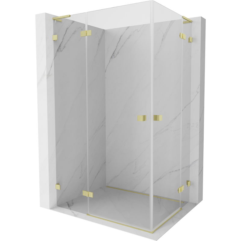 Mexen Lunar L Duo kabina prysznicowa uchylna lewa 100 x 85 cm, transparent, złota szczotkowana - 834L-100L-085P-55-00