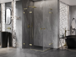 Mexen Lunar L Duo kabina prysznicowa uchylna lewa 110 x 80 cm, transparent, złota szczotkowana - 834L-110L-080P-55-00