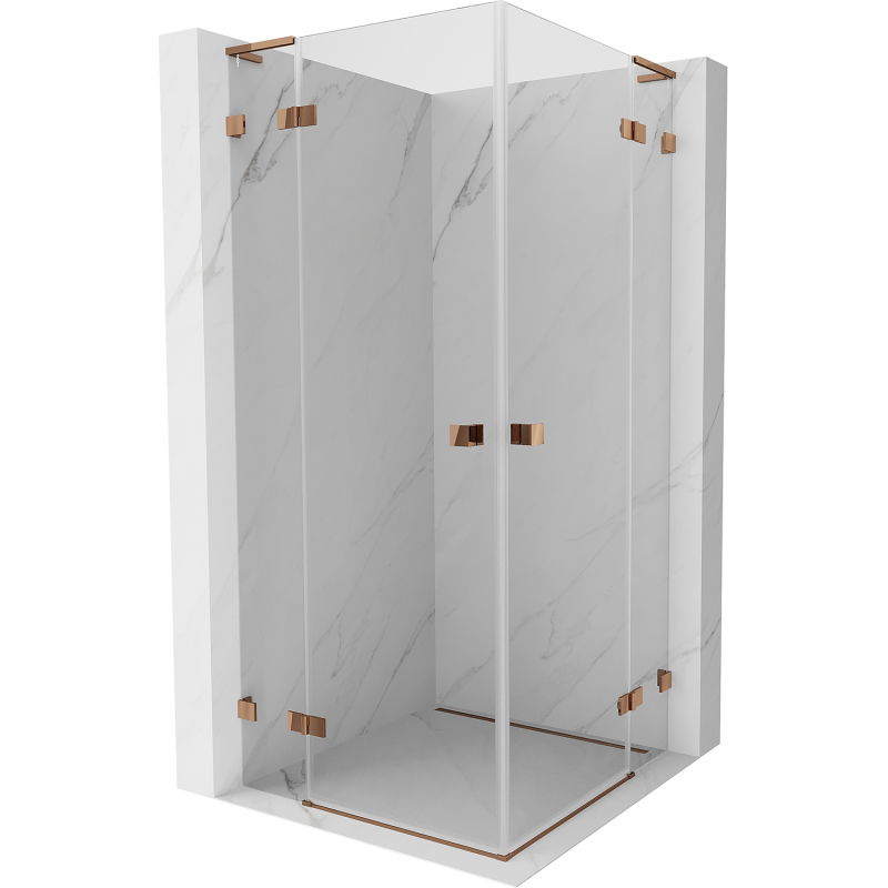 Mexen Lunar L Duo kabina prysznicowa uchylna 70 x 70 cm, transparent, różowe złoto - 834L-070L-070P-60-00