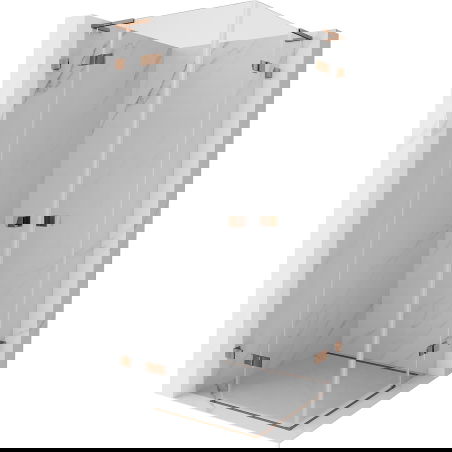 Mexen Lunar L Duo kabina prysznicowa uchylna 85 x 85 cm, transparent, różowe złoto - 834L-085L-085P-60-00