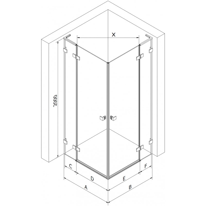 Mexen Lunar L Duo kabina prysznicowa uchylna lewa 100 x 90 cm, transparent, różowe złoto - 834L-100L-090P-60-00