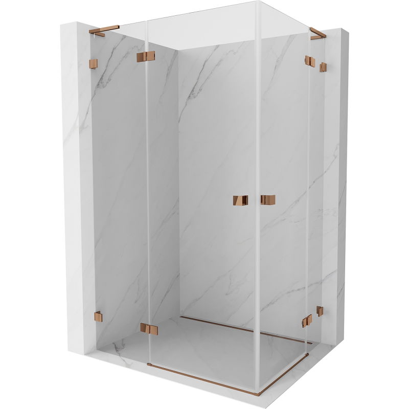 Mexen Lunar L Duo kabina prysznicowa uchylna lewa 100 x 95 cm, transparent, różowe złoto - 834L-100L-095P-60-00