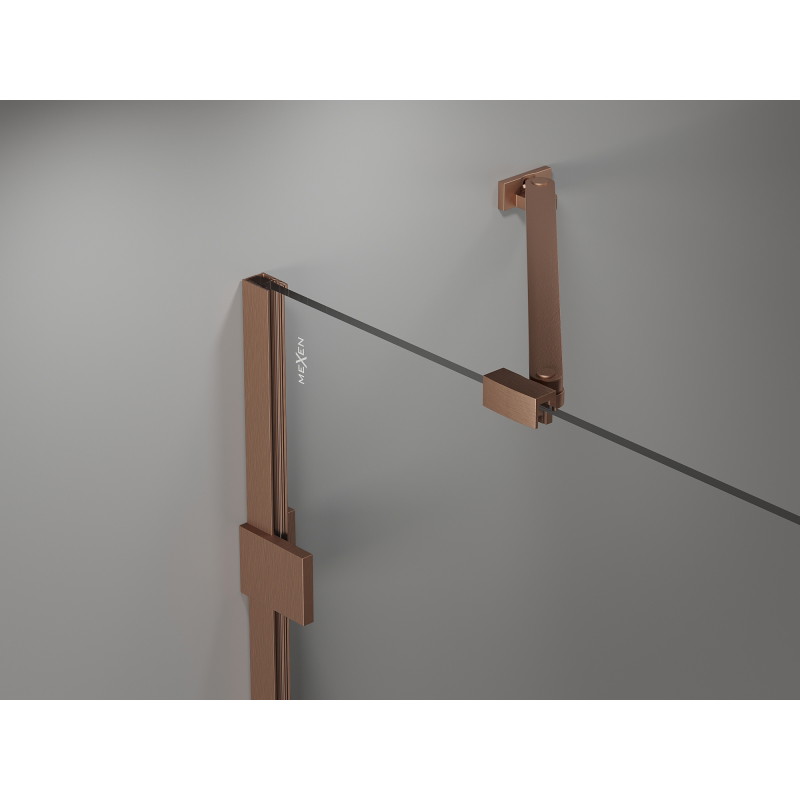 Mexen Lunar Duo kabina prysznicowa uchylna 100 x 100 cm, transparent, miedź szczotkowana - 834-100L-100P-65-00
