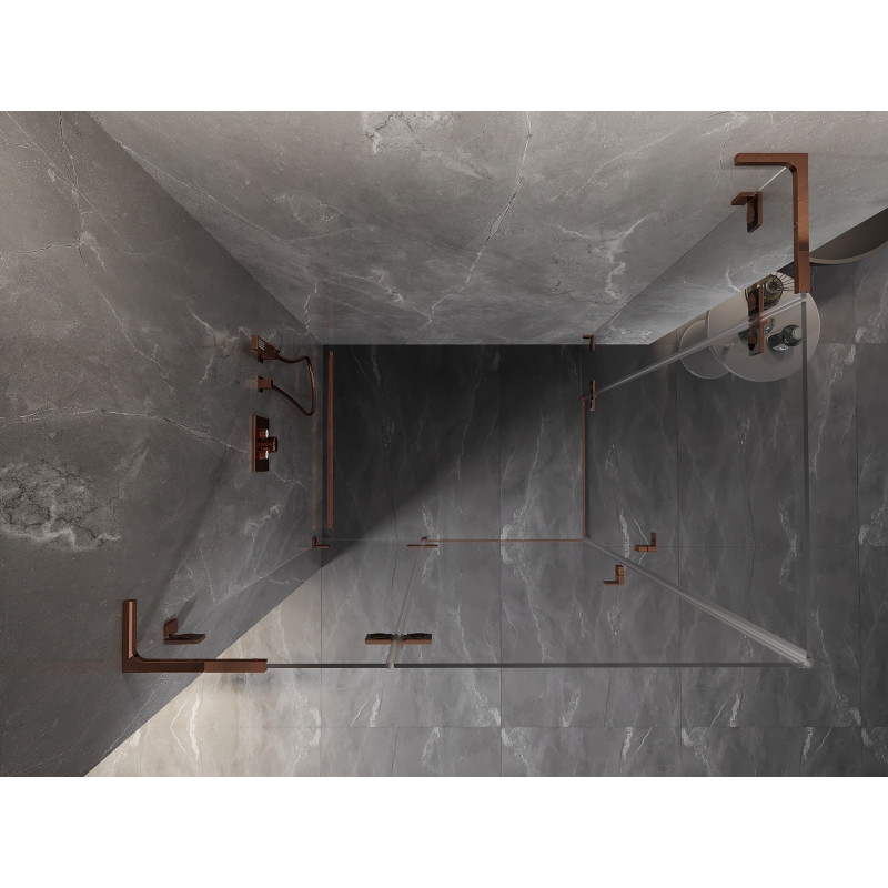 Mexen Lunar L Duo kabina prysznicowa uchylna lewa 105 x 85 cm, transparent, różowe złoto - 834L-105L-085P-60-00