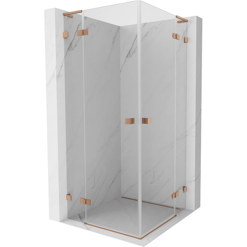 Mexen Lunar L Duo kabina prysznicowa uchylna 80 x 80 cm, transparent, miedź szczotkowana - 834L-080L-080P-65-00