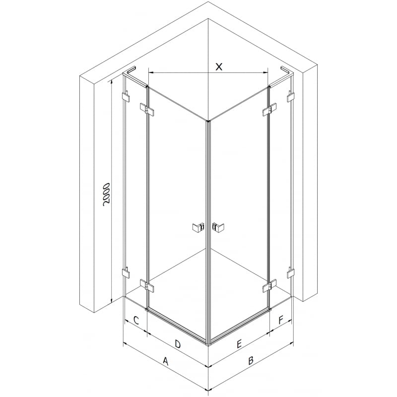 Mexen Lunar L Duo kabina prysznicowa uchylna 90 x 90 cm, transparent, miedź szczotkowana - 834L-090L-090P-65-00