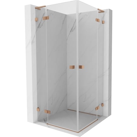 Mexen Lunar L Duo kabina prysznicowa uchylna 105 x 105 cm, transparent, miedź szczotkowana - 834L-105L-105P-65-00