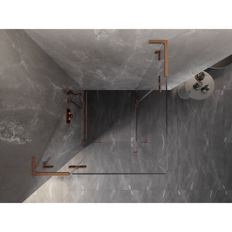 Mexen Lunar L Duo kabina prysznicowa uchylna 105 x 105 cm, transparent, miedź szczotkowana - 834L-105L-105P-65-00