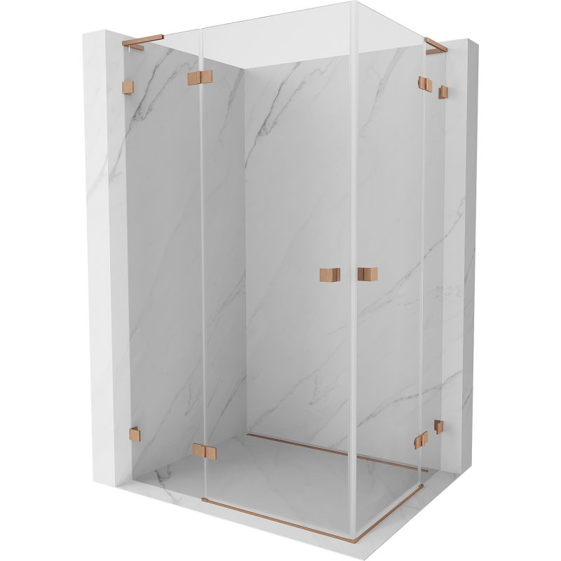 Mexen Lunar L Duo kabina prysznicowa uchylna lewa 115 x 90 cm, transparent, miedź szczotkowana - 834L-115L-090P-65-00