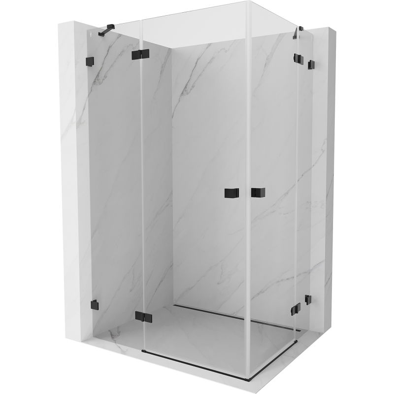 Mexen Lunar Duo kabina prysznicowa uchylna lewa 100 x 75 cm, transparent, czarna - 834-100L-075P-70-00