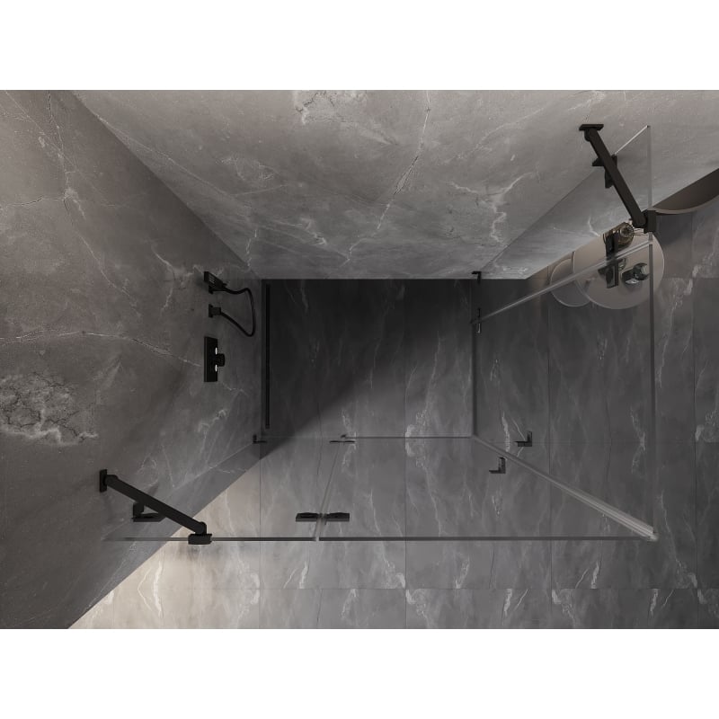 Mexen Lunar Duo kabina prysznicowa uchylna lewa 100 x 85 cm, transparent, czarna - 834-100L-085P-70-00