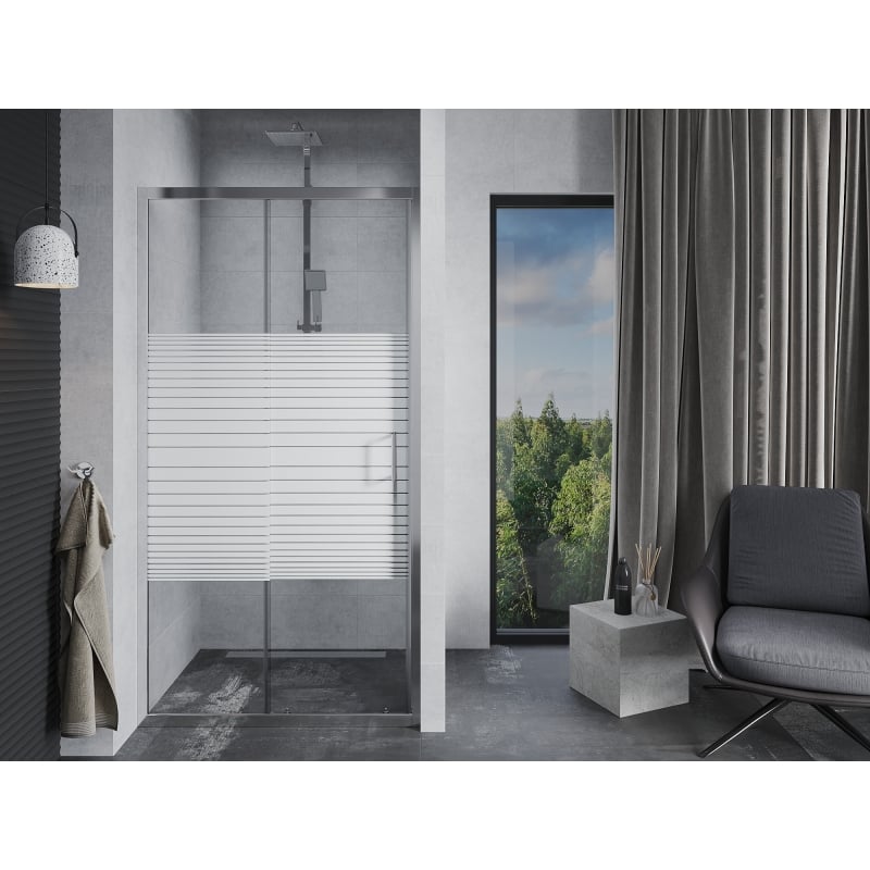 Mexen Apia drzwi prysznicowe rozsuwane 100 cm, pasy, chrom - 845-100-000-01-20