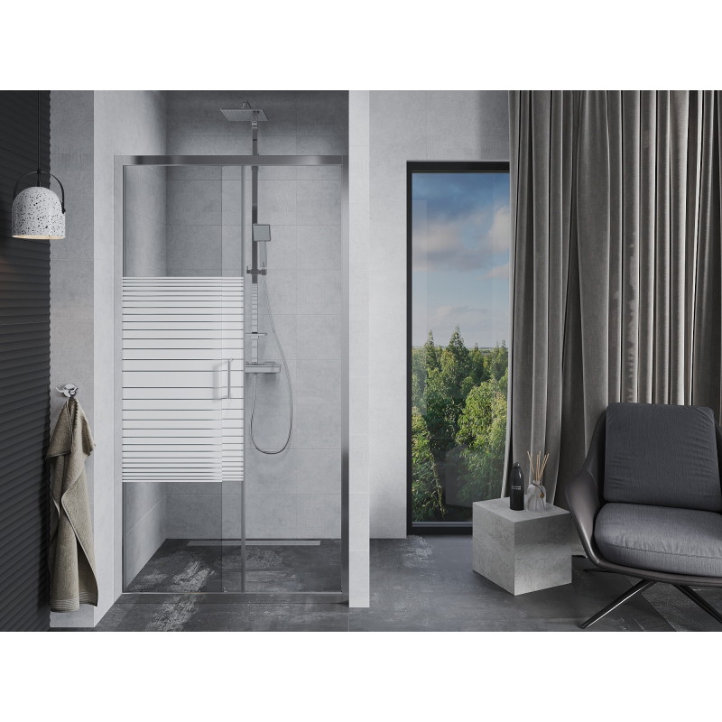Mexen Apia drzwi prysznicowe rozsuwane 130 cm, pasy, chrom - 845-130-000-01-20