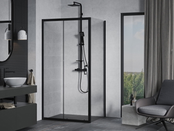 Mexen Apia kabina prysznicowa rozsuwana 125 x 70 cm, transparent, czarna - 840-125-070-70-00