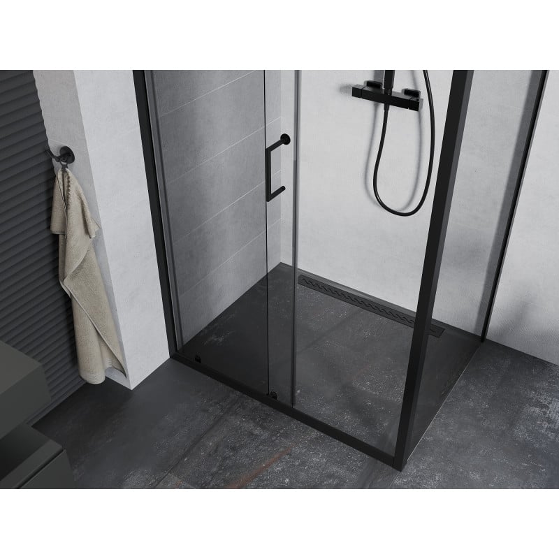 Mexen Apia kabina prysznicowa rozsuwana 125 x 80 cm, transparent, czarna - 840-125-080-70-00