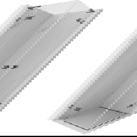 Mexen Lunar L Duo kabina prysznicowa uchylna 120 x 120 cm, transparent, gun gray szczotkowany - 834L-120L-120P-66-00