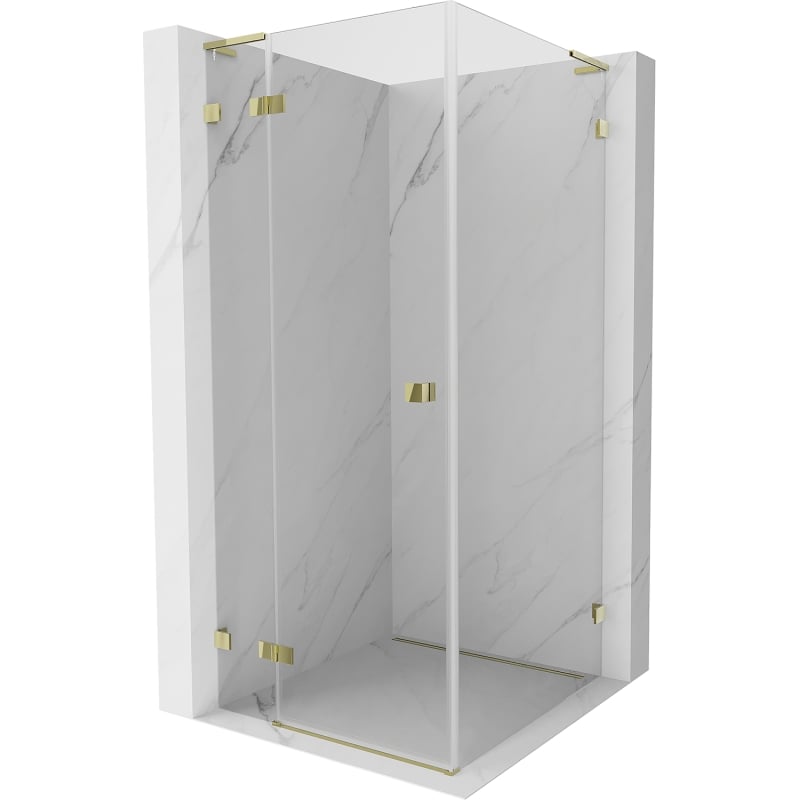 Mexen Lunar L kabina prysznicowa uchylna lewa 70 x 70 cm, transparent, złota - 834L-070-070-50-00-L