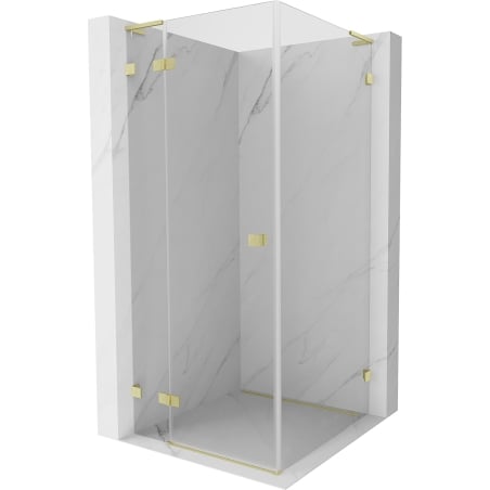 Mexen Lunar L kabina prysznicowa uchylna lewa 80 x 80 cm, transparent, złota szczotkowana - 834L-080-080-55-00-L