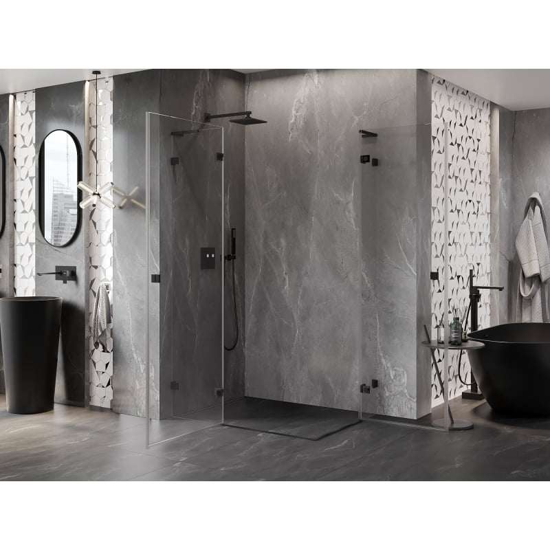 Mexen Lunar L Duo kabina prysznicowa uchylna lewa 100 x 70 cm, transparent, czarna - 834L-100L-070P-70-00