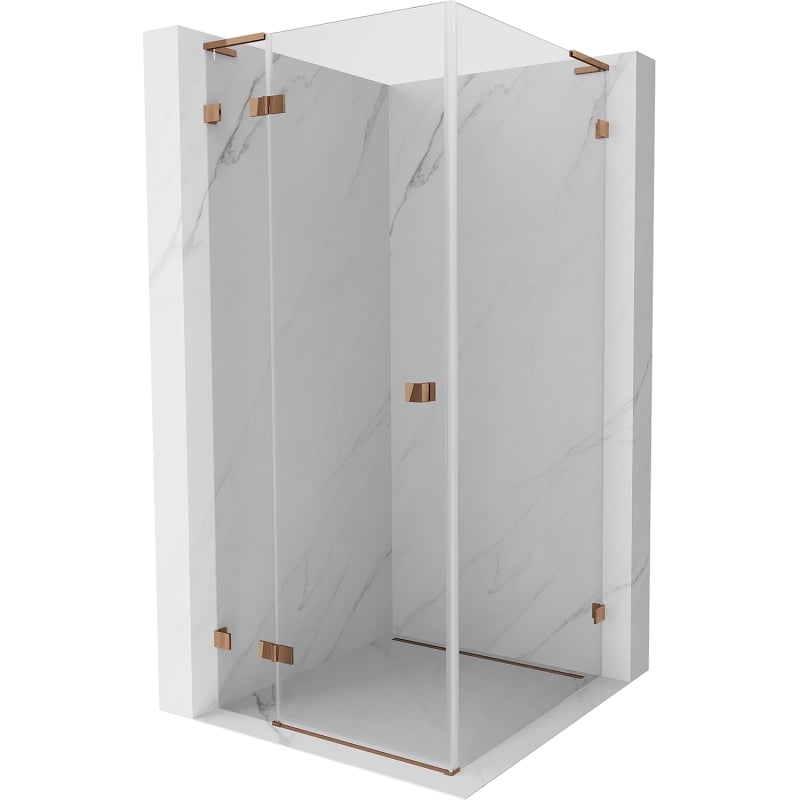 Mexen Lunar L kabina prysznicowa uchylna lewa 80 x 80 cm, transparent, różowe złoto - 834L-080-080-60-00-L