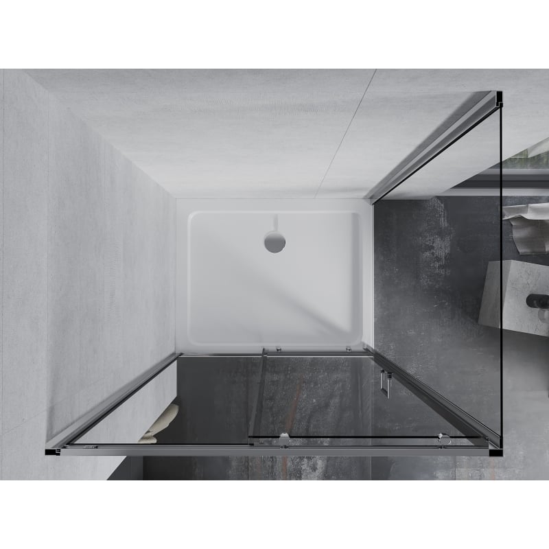 Mexen Apia kabina prysznicowa rozsuwana 100 x 80 cm, transparent, chrom + brodzik Flat - 840-100-080-01-00-4010