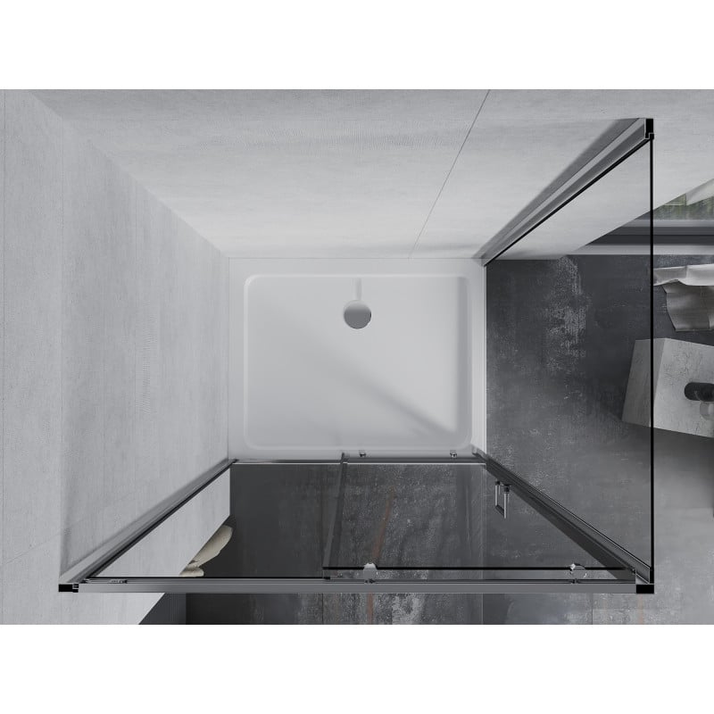 Mexen Apia kabina prysznicowa rozsuwana 100 x 90 cm, transparent, chrom + brodzik Flat - 840-100-090-01-00-4010