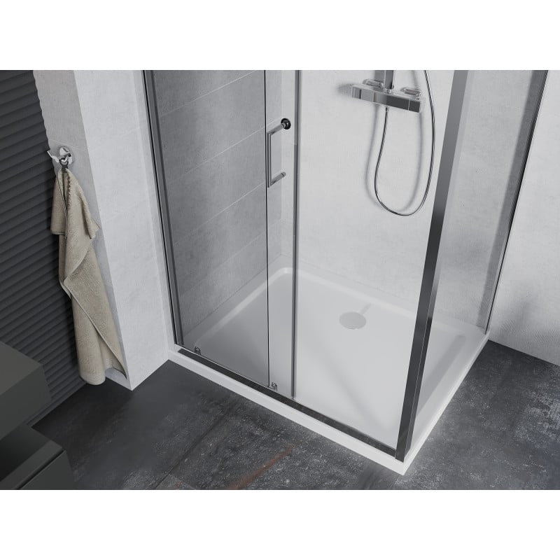 Mexen Apia kabina prysznicowa rozsuwana 120 x 80 cm, transparent, chrom + brodzik Flat - 840-120-080-01-00-4010