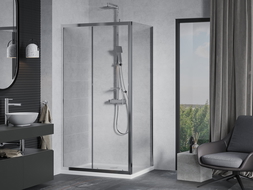 Mexen Apia kabina prysznicowa rozsuwana 120 x 80 cm, transparent, chrom + brodzik Flat - 840-120-080-01-00-4010