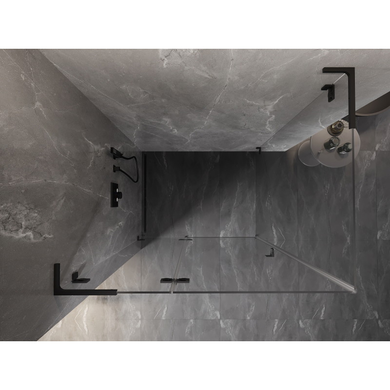 Mexen Lunar L kabina prysznicowa uchylna lewa 95 x 80 cm, transparent, czarna - 834L-095-080-70-00-L