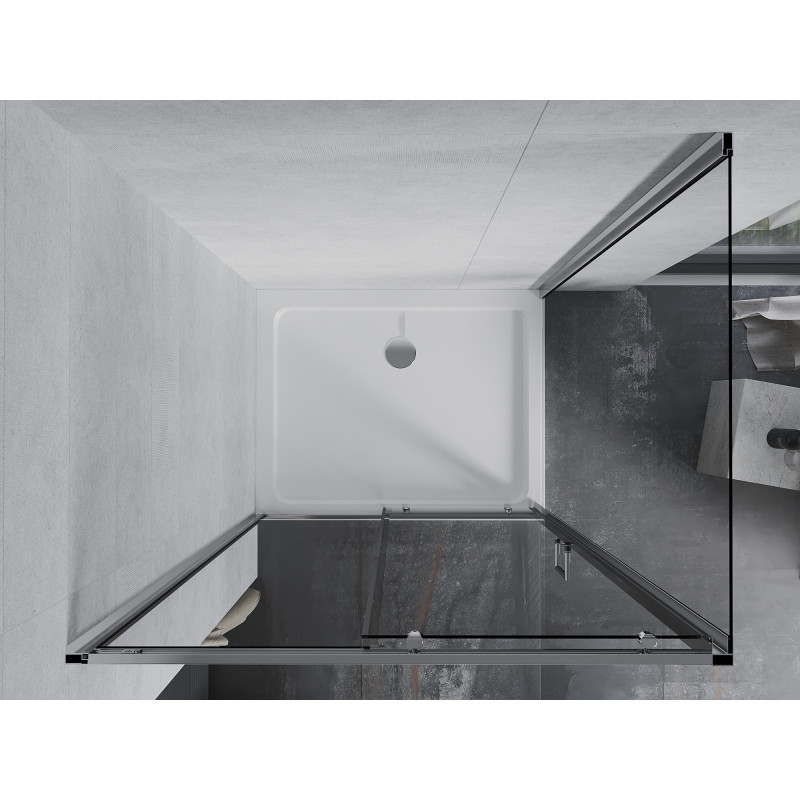Mexen Apia kabina prysznicowa rozsuwana 120 x 100 cm, transparent, chrom + brodzik Flat - 840-120-100-01-00-4010