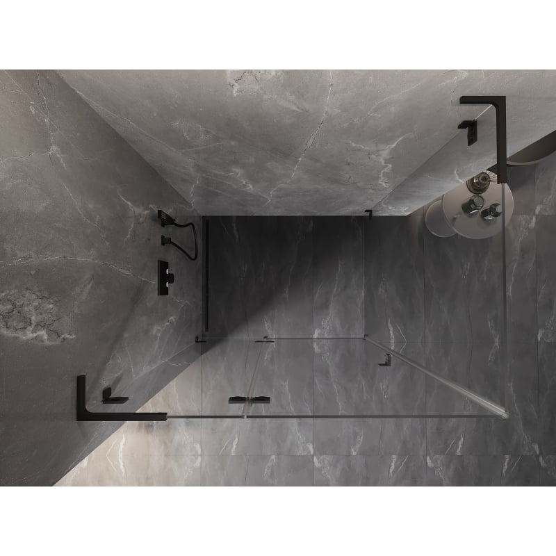 Mexen Lunar L kabina prysznicowa uchylna lewa 100 x 90 cm, transparent, czarna - 834L-100-090-70-00-L