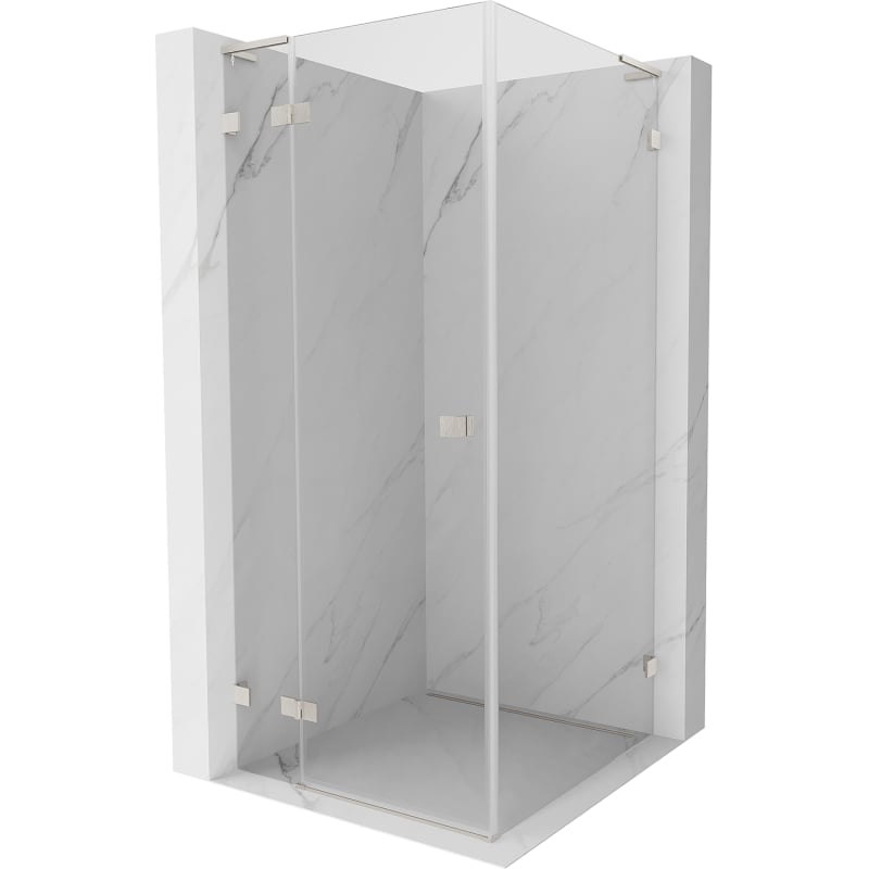 Mexen Lunar L kabina prysznicowa uchylna lewa 90 x 90 cm, transparent, nikiel szczotkowany - 834L-090-090-97-00-L