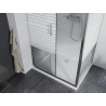 Mexen Apia kabina prysznicowa rozsuwana 120 x 90 cm, białe pasy, chrom + brodzik Flat - 840-120-090-01-20-4010
