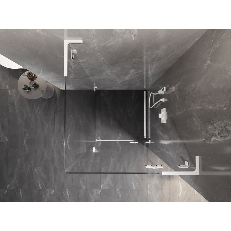 Mexen Lunar L kabina prysznicowa uchylna prawa 90 x 90 cm, transparent, biała - 834L-090-090-20-00-P