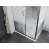 Mexen Apia kabina prysznicowa rozsuwana 130 x 80 cm, białe pasy, chrom + brodzik Flat - 840-130-080-01-20-4010
