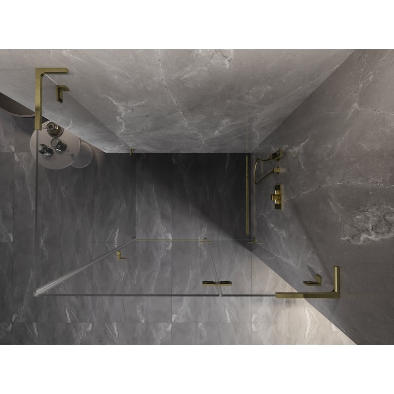 Mexen Lunar L kabina prysznicowa uchylna prawa 95 x 80 cm, transparent, złota - 834L-095-080-50-00-P