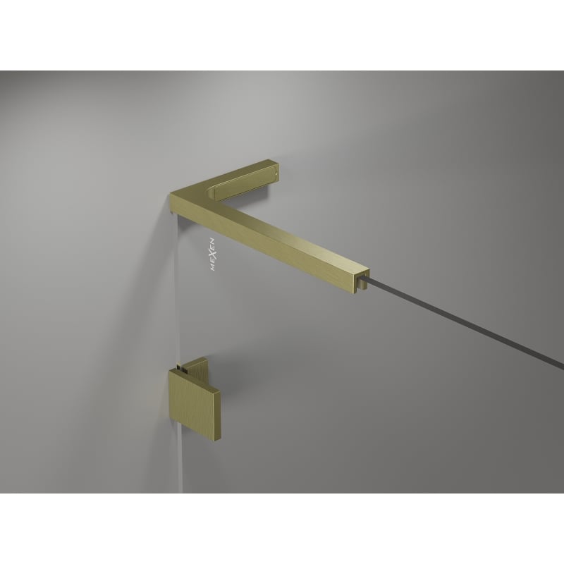 Mexen Lunar L kabina prysznicowa uchylna prawa 90 x 80 cm, transparent, złota szczotkowana - 834L-090-080-55-00-P