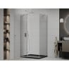 Mexen Roma kabina prysznicowa uchylna 120 x 90 cm, transparent, chrom + brodzik Flat, czarny - 854-120-090-01-00-4070