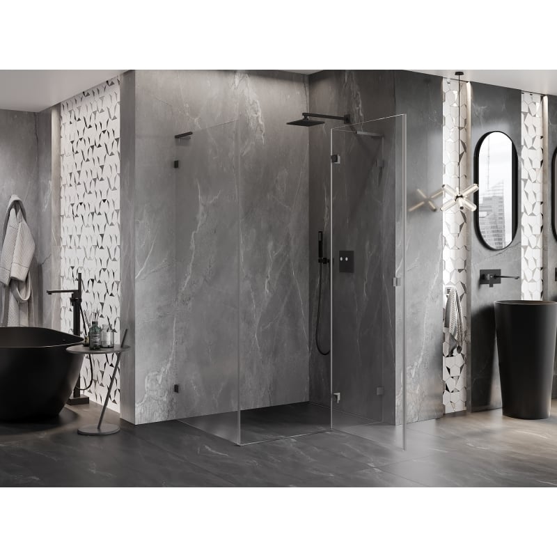 Mexen Lunar L kabina prysznicowa uchylna prawa 85 x 80 cm, transparent, gun gray szczotkowany - 834L-085-080-66-00-P