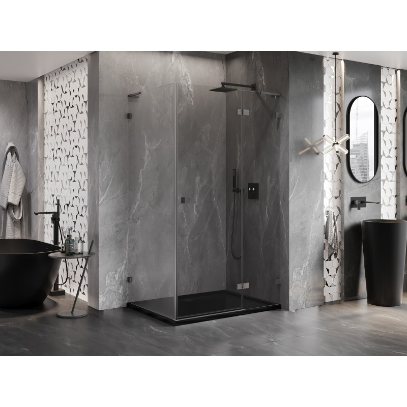 Mexen Lunar L kabina prysznicowa uchylna prawa 100 x 80 cm, transparent, gun gray szczotkowany - 834L-100-080-66-00-P