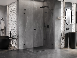Mexen Lunar L kabina prysznicowa uchylna prawa 90 x 80 cm, transparent, czarna - 834L-090-080-70-00-P