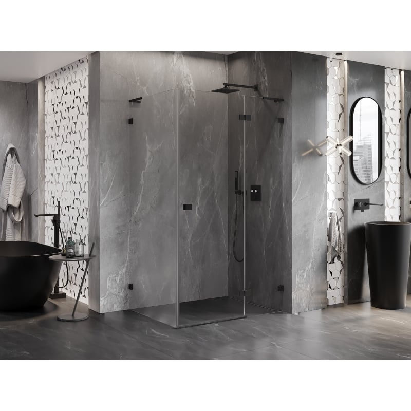 Mexen Lunar L kabina prysznicowa uchylna prawa 95 x 90 cm, transparent, czarna - 834L-095-090-70-00-P