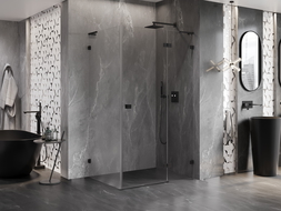 Mexen Lunar L kabina prysznicowa uchylna prawa 95 x 90 cm, transparent, czarna - 834L-095-090-70-00-P