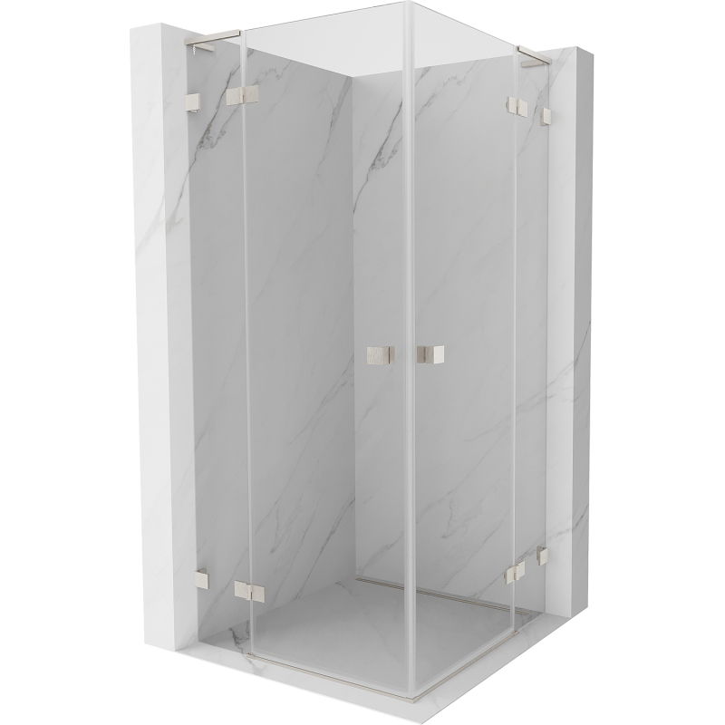 Mexen Lunar L Duo kabina prysznicowa uchylna 85 x 85 cm, transparent, nikiel szczotkowany - 834L-085L-085P-97-00