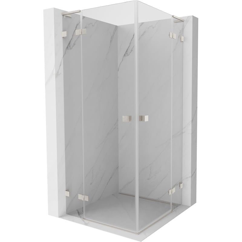 Mexen Lunar L Duo kabina prysznicowa uchylna 90 x 90 cm, transparent, nikiel szczotkowany - 834L-090L-090P-97-00