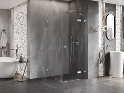 Mexen Lunar kabina prysznicowa uchylna prawa 80 x 80 cm, transparent, chrom - 834-080-080-01-00-P