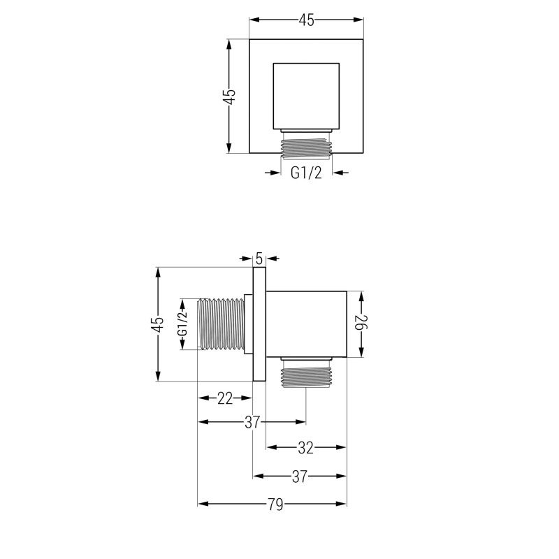 Mexen Cube przyłącze kątowe, gun gray szczotkowany - 79340-66